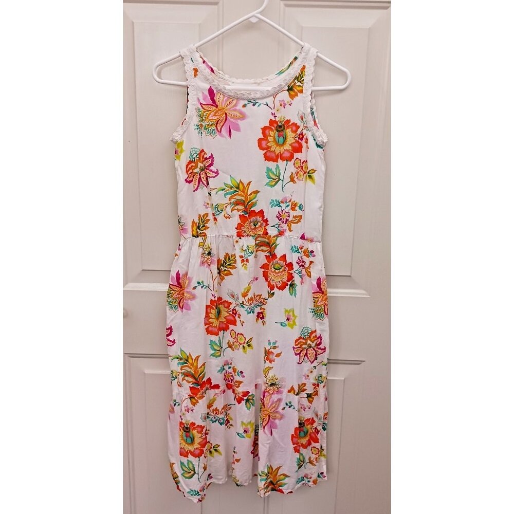 Girls Gap Size 12 Summer Floral Lined Tank Dress White